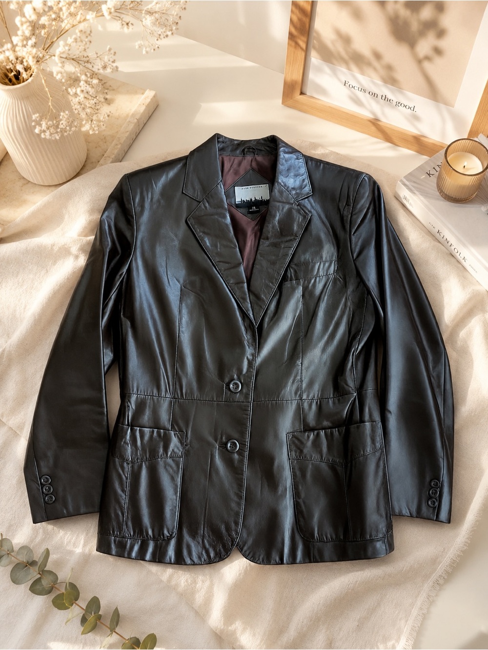 Vintage City Streets Brown Nappa Leather Blazer Jacket Women’s Size 12